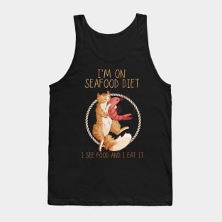 I'm on seafood diet - Cream Bicolor American Curl Cat Tank Top